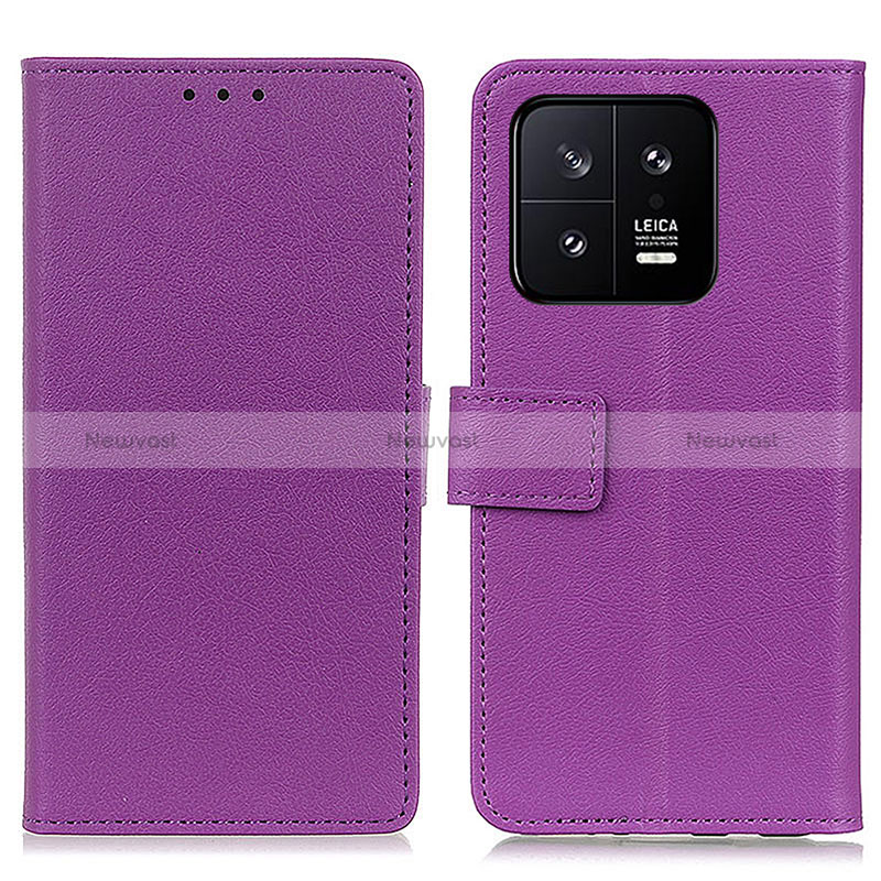 Leather Case Stands Flip Cover Holder M08L for Xiaomi Mi 13 5G Purple