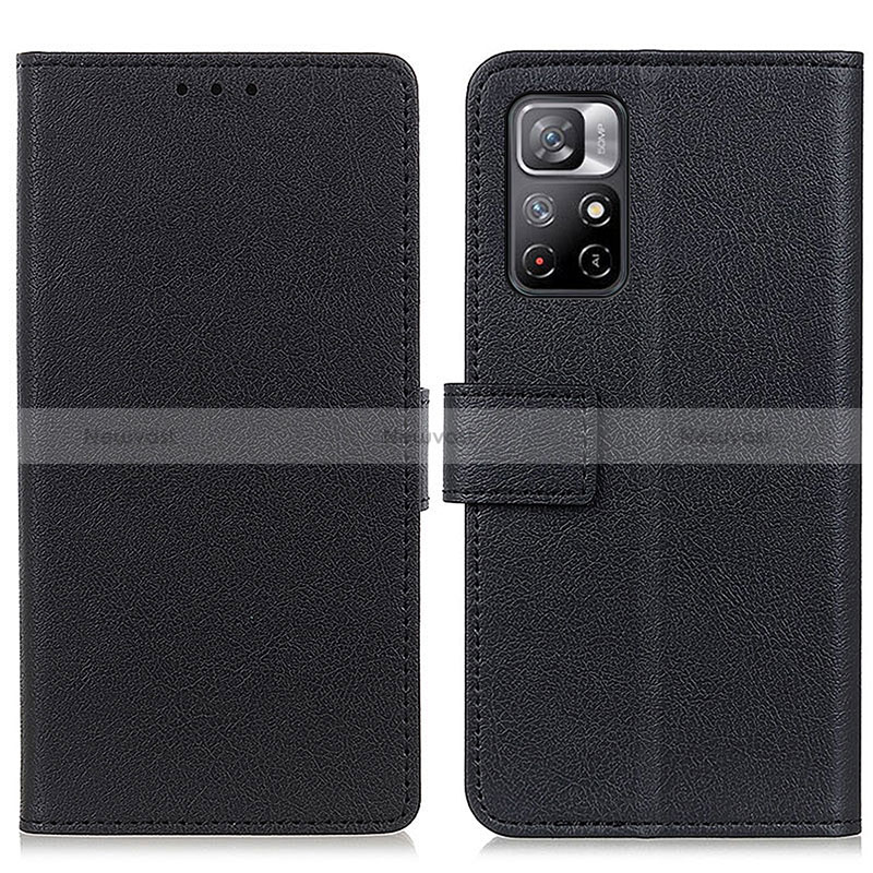 Leather Case Stands Flip Cover Holder M08L for Xiaomi Redmi Note 11S 5G Black