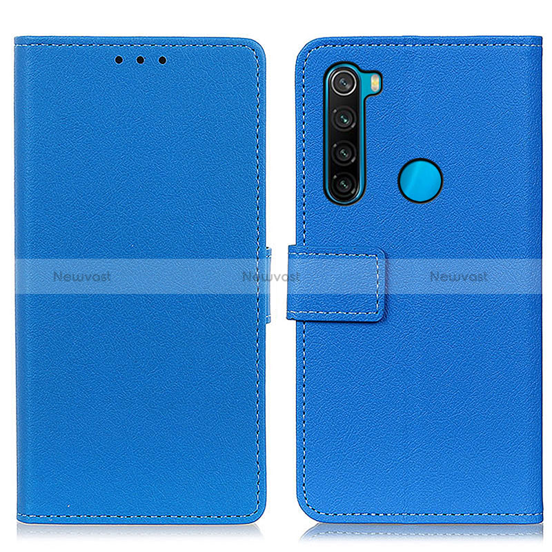 Leather Case Stands Flip Cover Holder M08L for Xiaomi Redmi Note 8 (2021) Blue