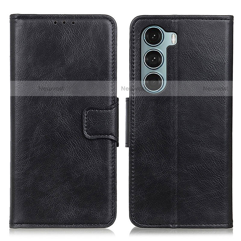 Leather Case Stands Flip Cover Holder M09L for Motorola Moto G200 5G Black