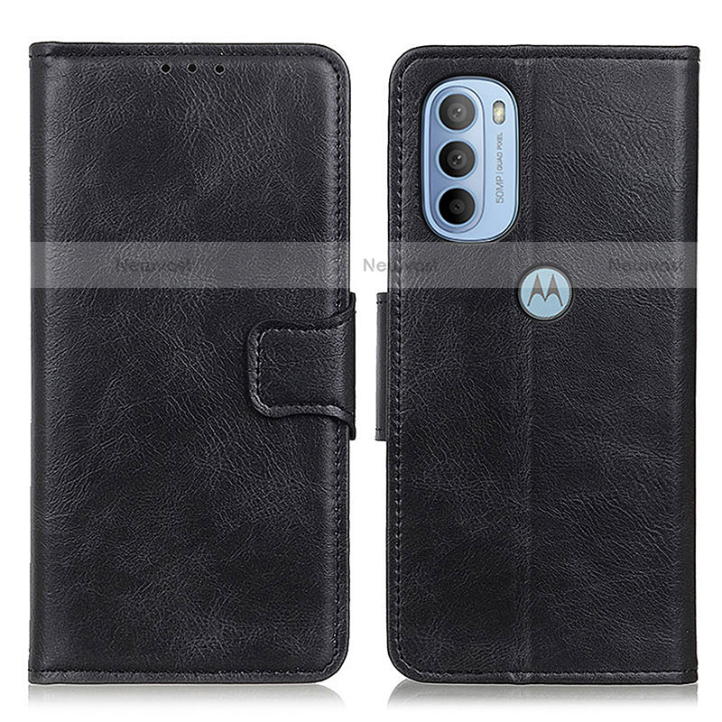 Leather Case Stands Flip Cover Holder M09L for Motorola Moto G31 Black