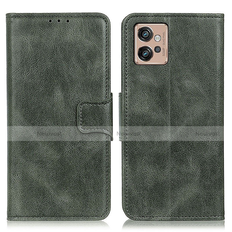 Leather Case Stands Flip Cover Holder M09L for Motorola Moto G32 Green