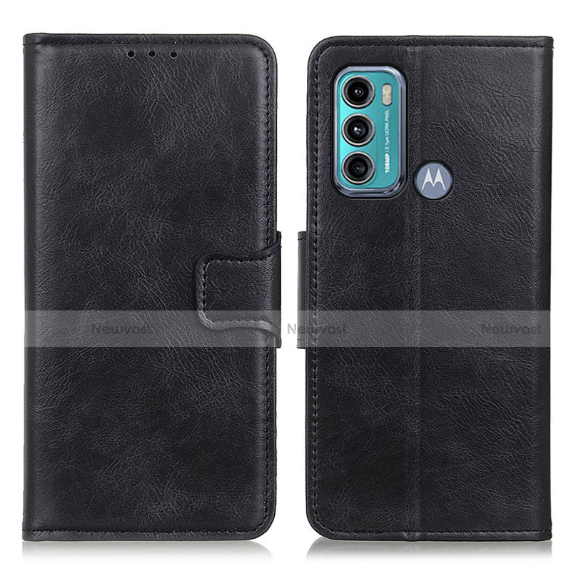Leather Case Stands Flip Cover Holder M09L for Motorola Moto G60 Black