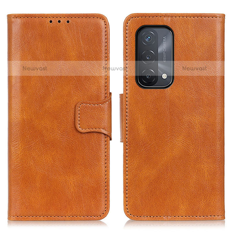Leather Case Stands Flip Cover Holder M09L for OnePlus Nord N200 5G Brown