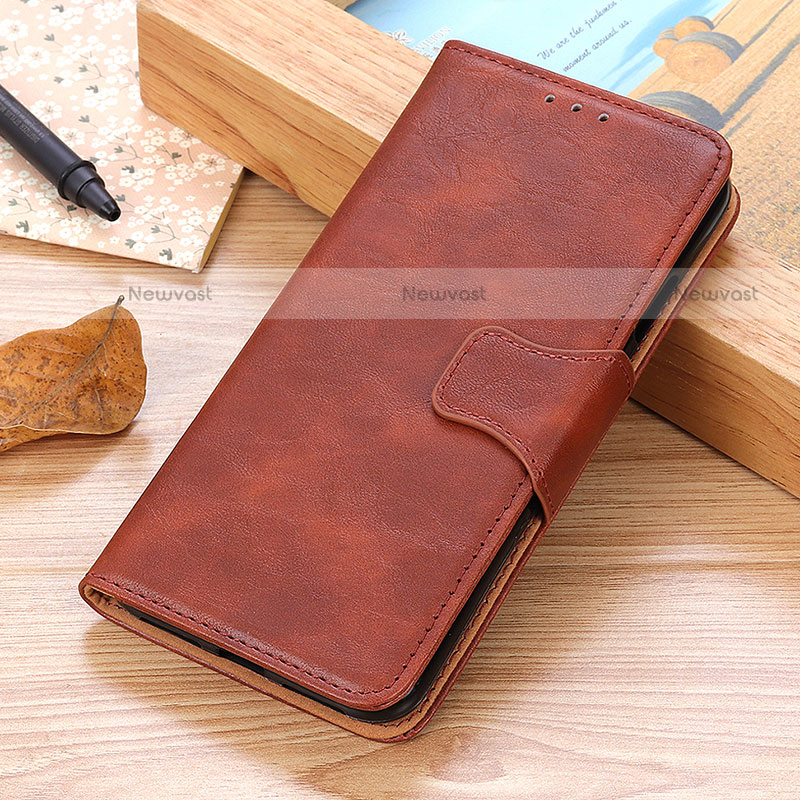 Leather Case Stands Flip Cover Holder M10L for Motorola Moto G71 5G Brown