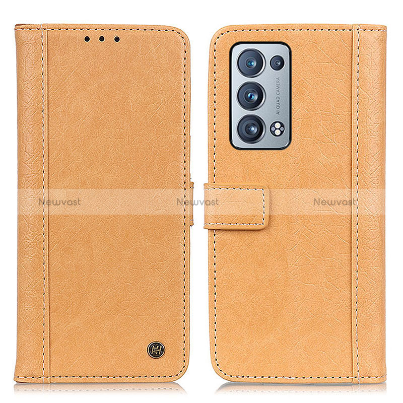 Leather Case Stands Flip Cover Holder M10L for Oppo Reno6 Pro+ Plus 5G Khaki