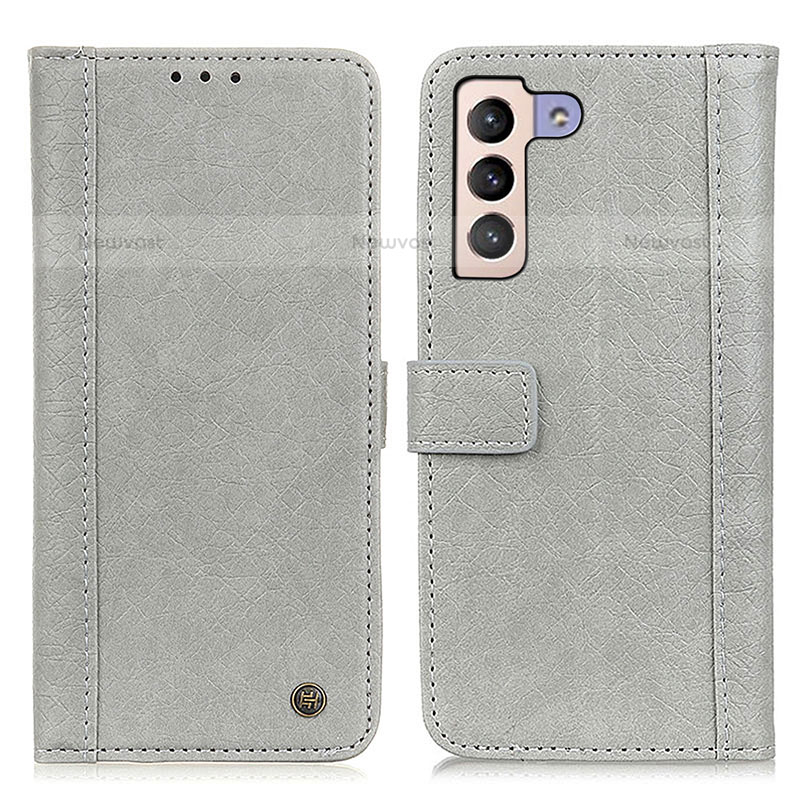 Leather Case Stands Flip Cover Holder M10L for Samsung Galaxy S21 5G Gray