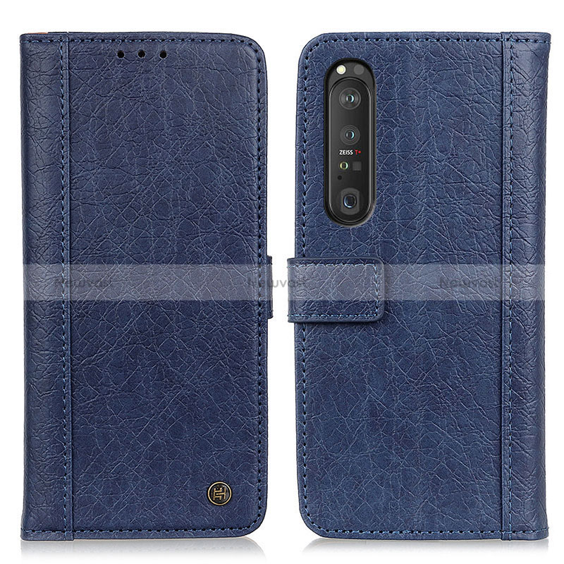 Leather Case Stands Flip Cover Holder M10L for Sony Xperia 1 III Blue