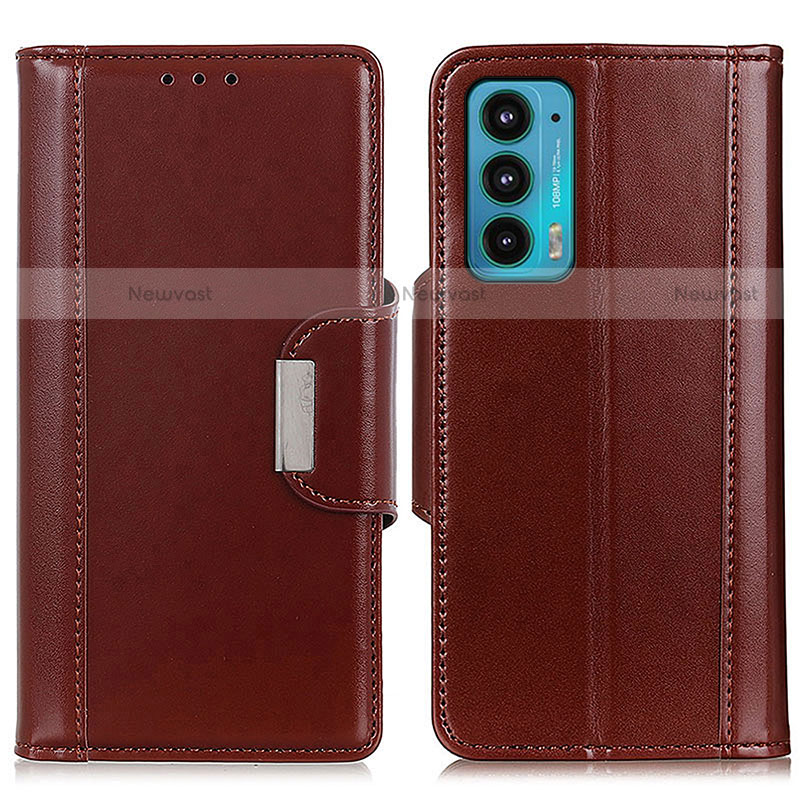 Leather Case Stands Flip Cover Holder M11L for Motorola Moto Edge 20 5G Brown