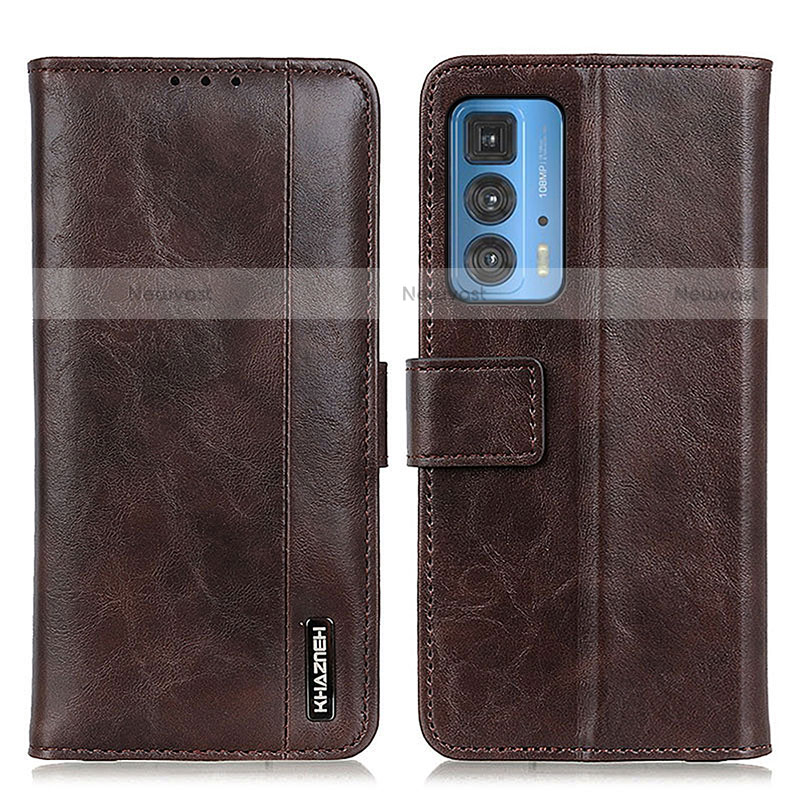 Leather Case Stands Flip Cover Holder M11L for Motorola Moto Edge 20 Pro 5G Brown