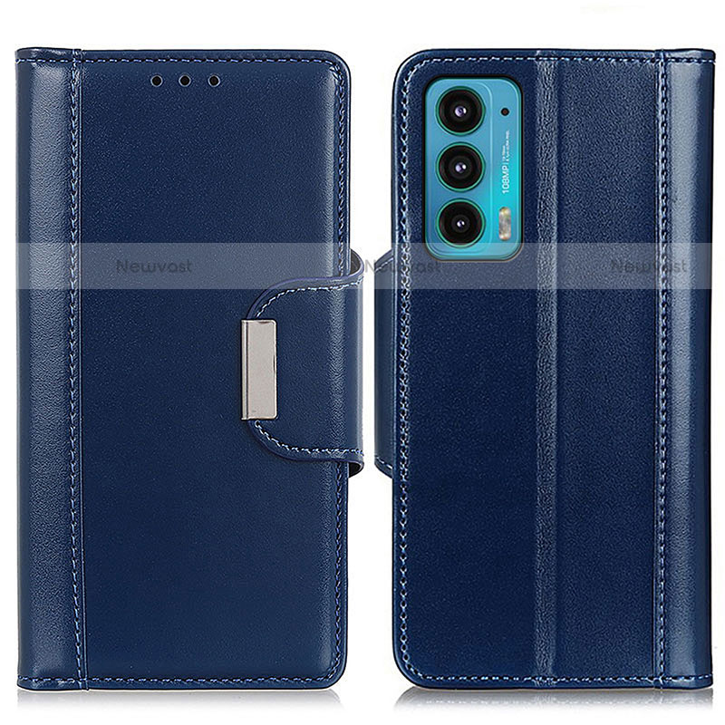 Leather Case Stands Flip Cover Holder M11L for Motorola Moto Edge Lite 5G Blue