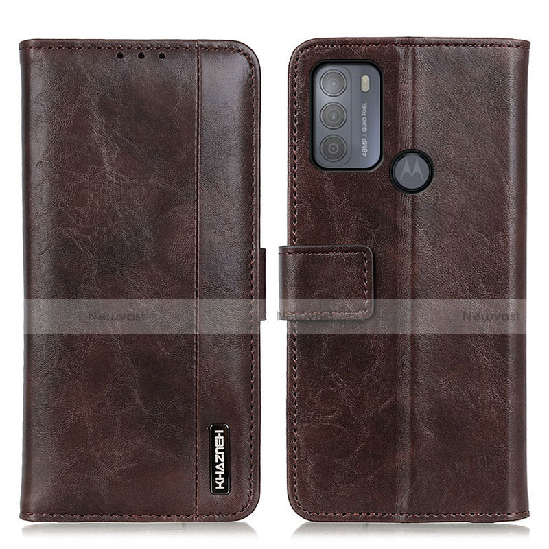 Leather Case Stands Flip Cover Holder M11L for Motorola Moto G50 Brown