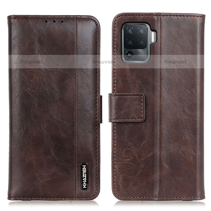 Leather Case Stands Flip Cover Holder M11L for Oppo A94 4G Brown