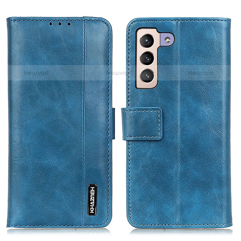 Leather Case Stands Flip Cover Holder M11L for Samsung Galaxy S21 FE 5G Blue