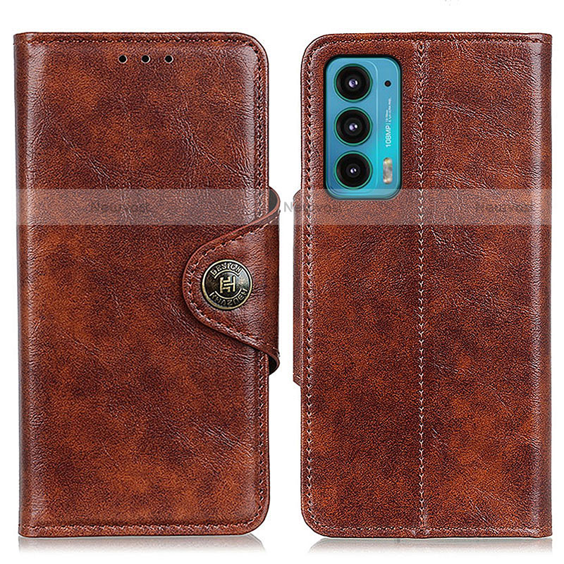 Leather Case Stands Flip Cover Holder M12L for Motorola Moto Edge 20 5G Brown