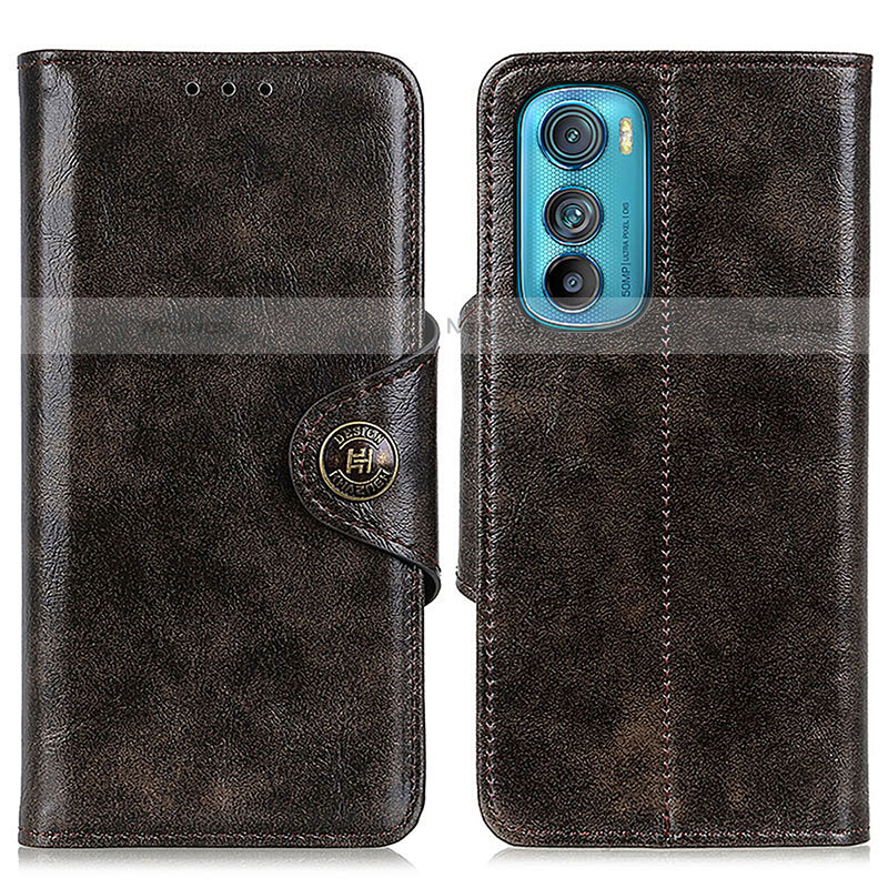 Leather Case Stands Flip Cover Holder M12L for Motorola Moto Edge 30 5G Bronze