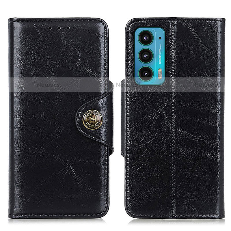 Leather Case Stands Flip Cover Holder M12L for Motorola Moto Edge Lite 5G Black