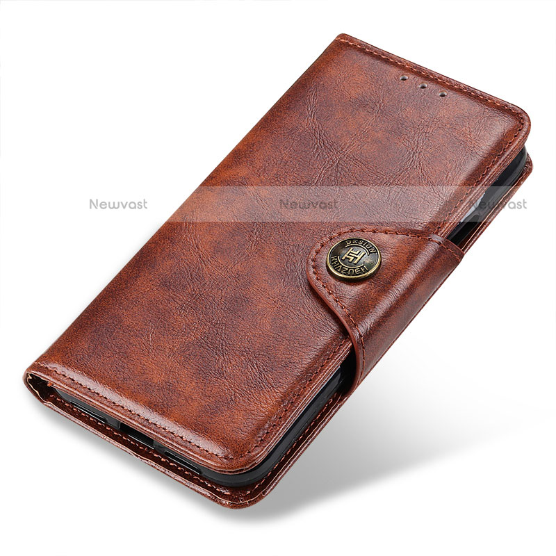 Leather Case Stands Flip Cover Holder M12L for Motorola Moto Edge S30 5G Brown