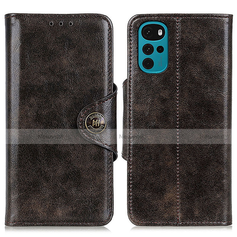 Leather Case Stands Flip Cover Holder M12L for Motorola Moto G22 Bronze