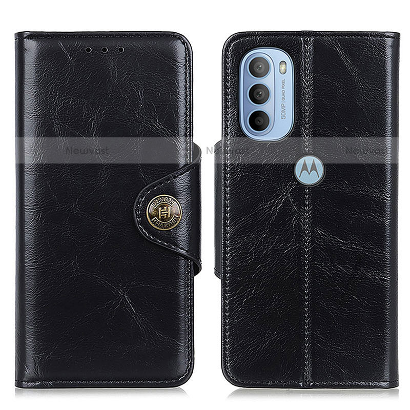 Leather Case Stands Flip Cover Holder M12L for Motorola Moto G31 Black