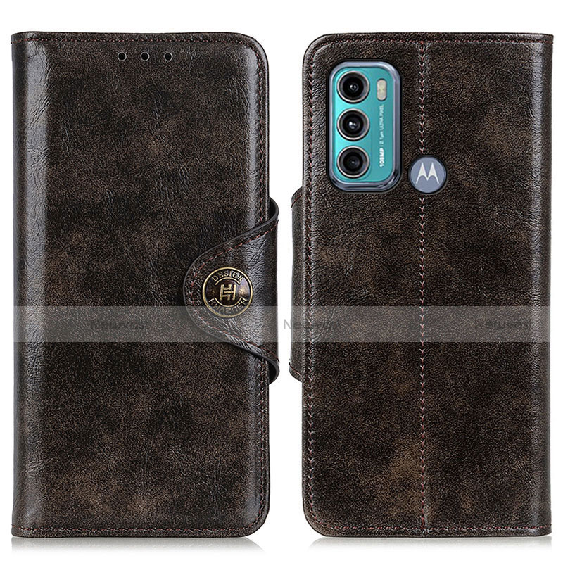Leather Case Stands Flip Cover Holder M12L for Motorola Moto G40 Fusion Bronze