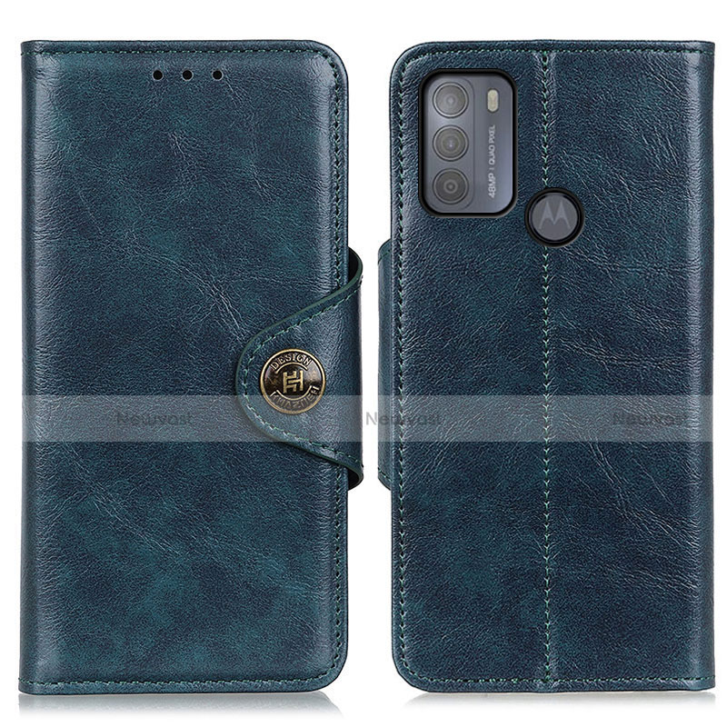 Leather Case Stands Flip Cover Holder M12L for Motorola Moto G50 Blue