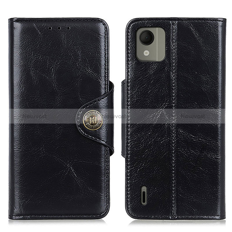 Leather Case Stands Flip Cover Holder M12L for Nokia C110 Black