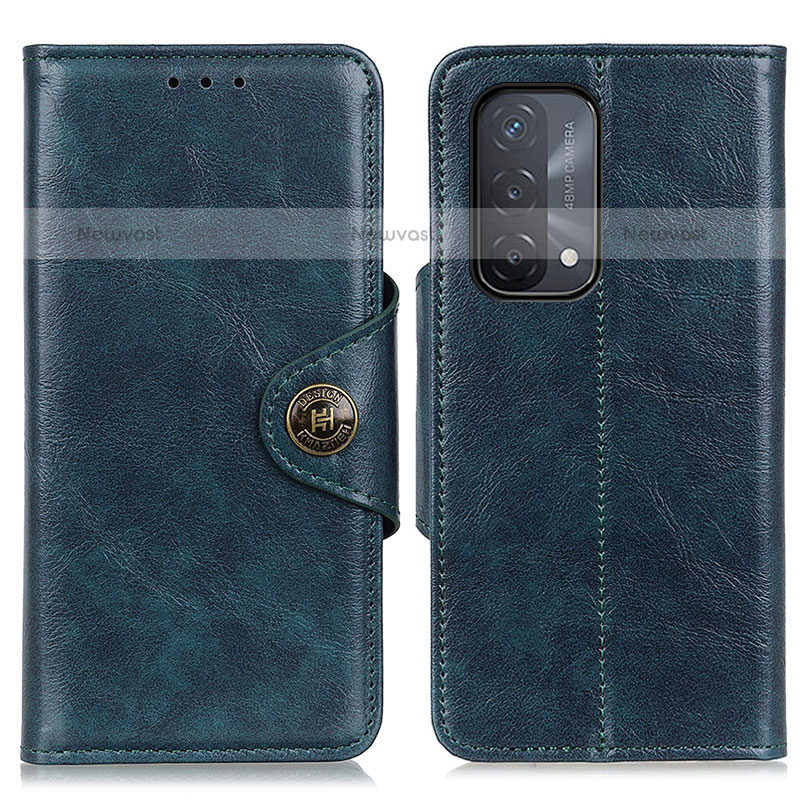 Leather Case Stands Flip Cover Holder M12L for OnePlus Nord N200 5G Blue