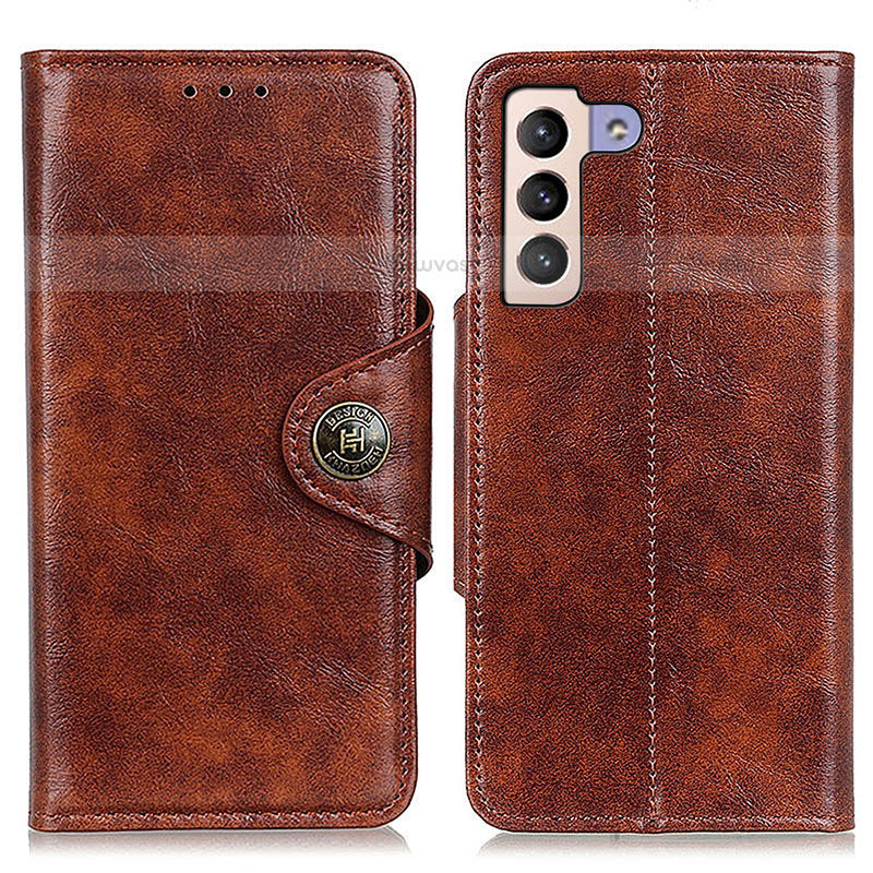 Leather Case Stands Flip Cover Holder M12L for Samsung Galaxy S21 5G Brown