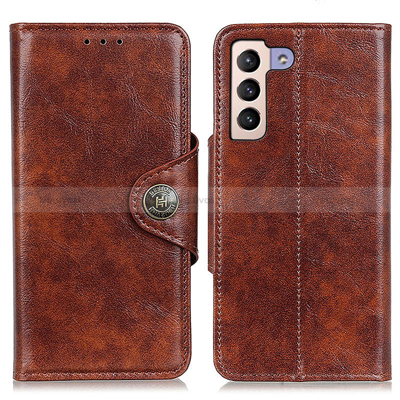 Leather Case Stands Flip Cover Holder M12L for Samsung Galaxy S22 Plus 5G Brown