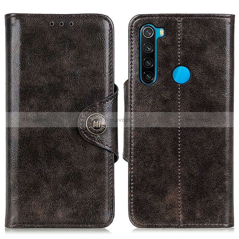 Leather Case Stands Flip Cover Holder M12L for Xiaomi Redmi Note 8 (2021) Bronze
