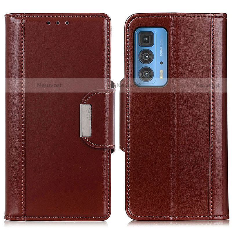 Leather Case Stands Flip Cover Holder M13L for Motorola Moto Edge S Pro 5G Brown