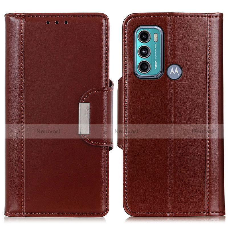 Leather Case Stands Flip Cover Holder M13L for Motorola Moto G40 Fusion Brown