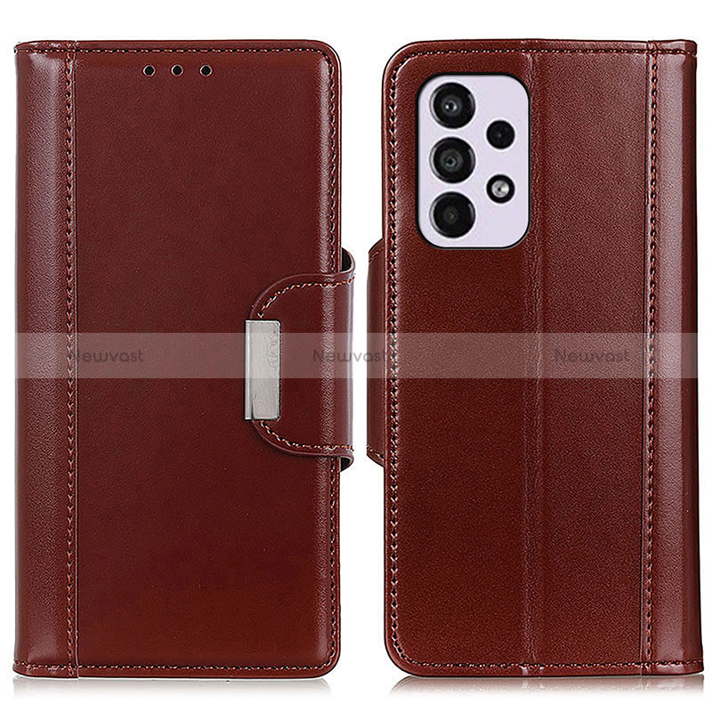 Leather Case Stands Flip Cover Holder M13L for Samsung Galaxy A33 5G Brown