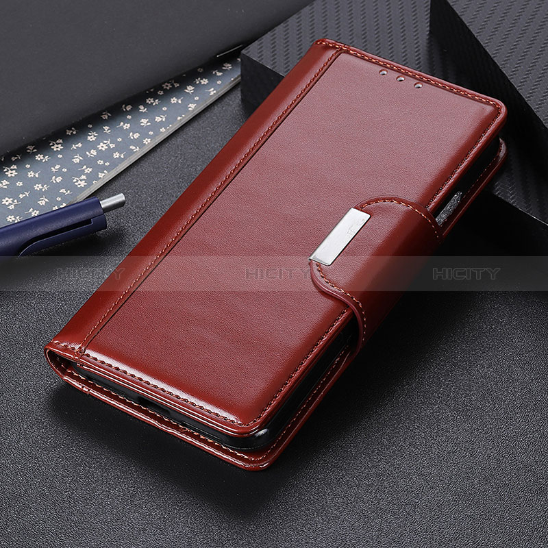 Leather Case Stands Flip Cover Holder M13L for Samsung Galaxy F62 5G Brown