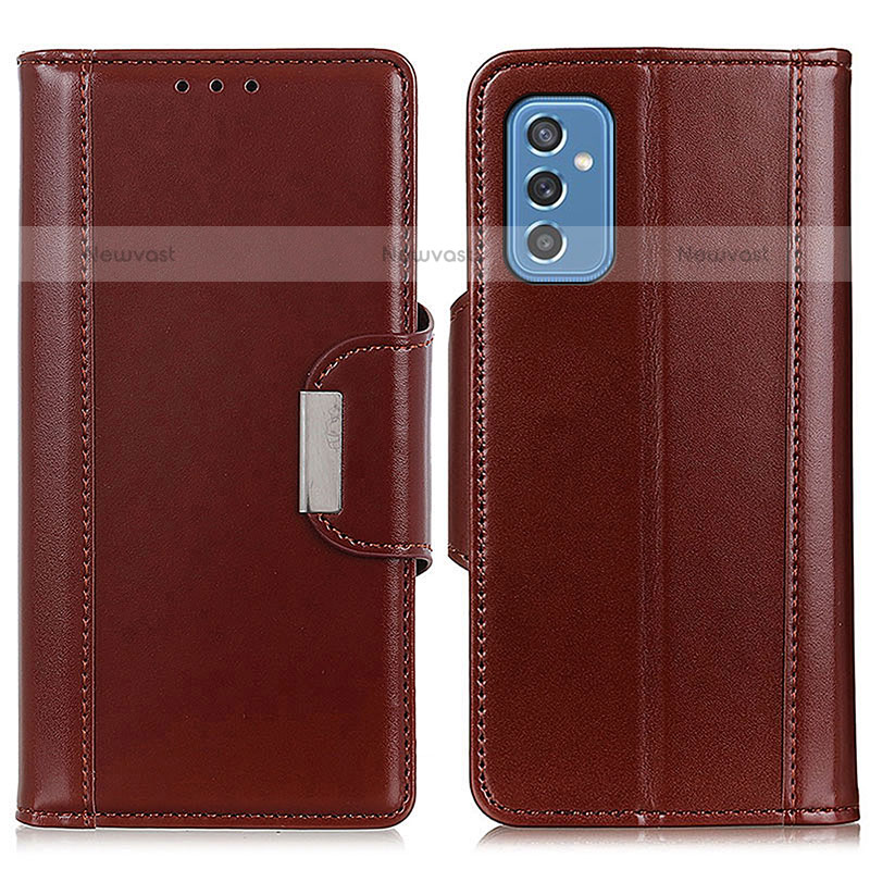 Leather Case Stands Flip Cover Holder M13L for Samsung Galaxy M52 5G Brown