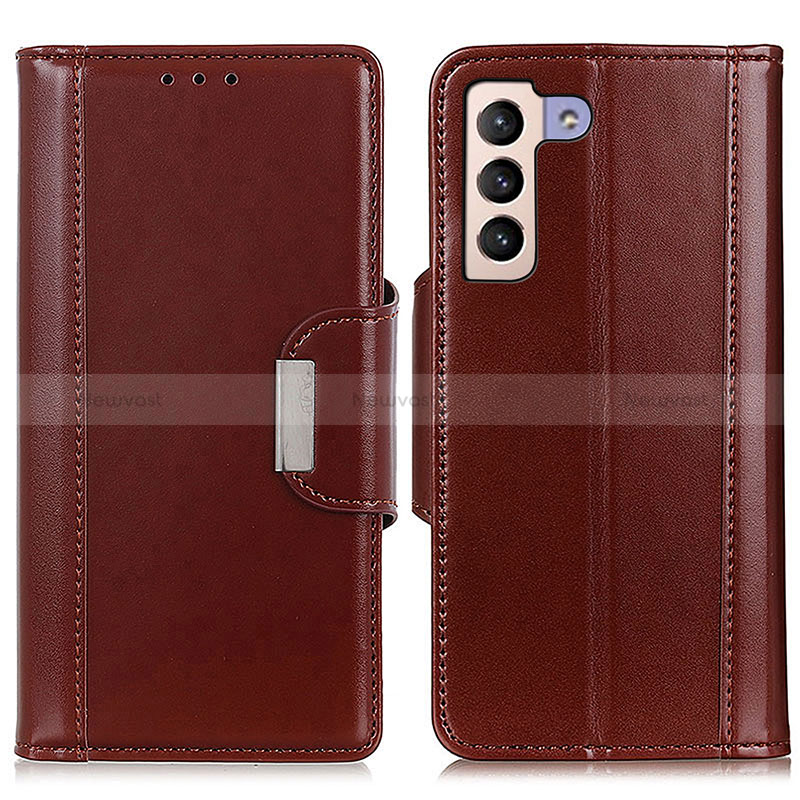 Leather Case Stands Flip Cover Holder M13L for Samsung Galaxy S22 Plus 5G Brown