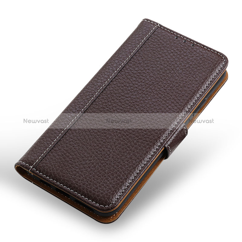 Leather Case Stands Flip Cover Holder M13L for Xiaomi Poco M3 Brown