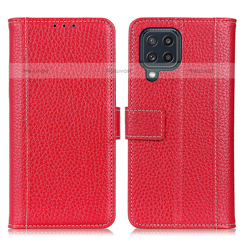 Leather Case Stands Flip Cover Holder M14L for Samsung Galaxy M32 4G Red