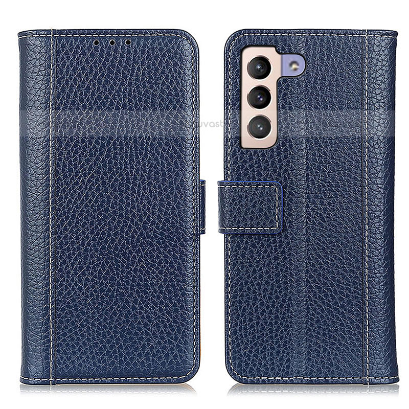 Leather Case Stands Flip Cover Holder M14L for Samsung Galaxy S21 FE 5G Blue