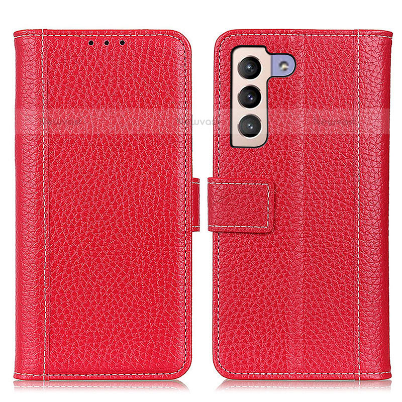 Leather Case Stands Flip Cover Holder M14L for Samsung Galaxy S21 FE 5G Red