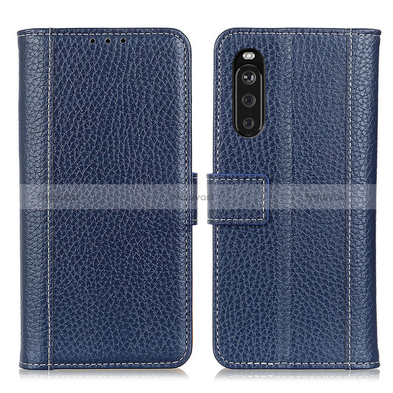 Leather Case Stands Flip Cover Holder M14L for Sony Xperia 10 III Blue