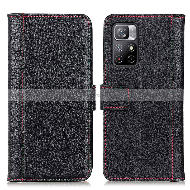 Leather Case Stands Flip Cover Holder M14L for Xiaomi Poco M4 Pro 5G Black