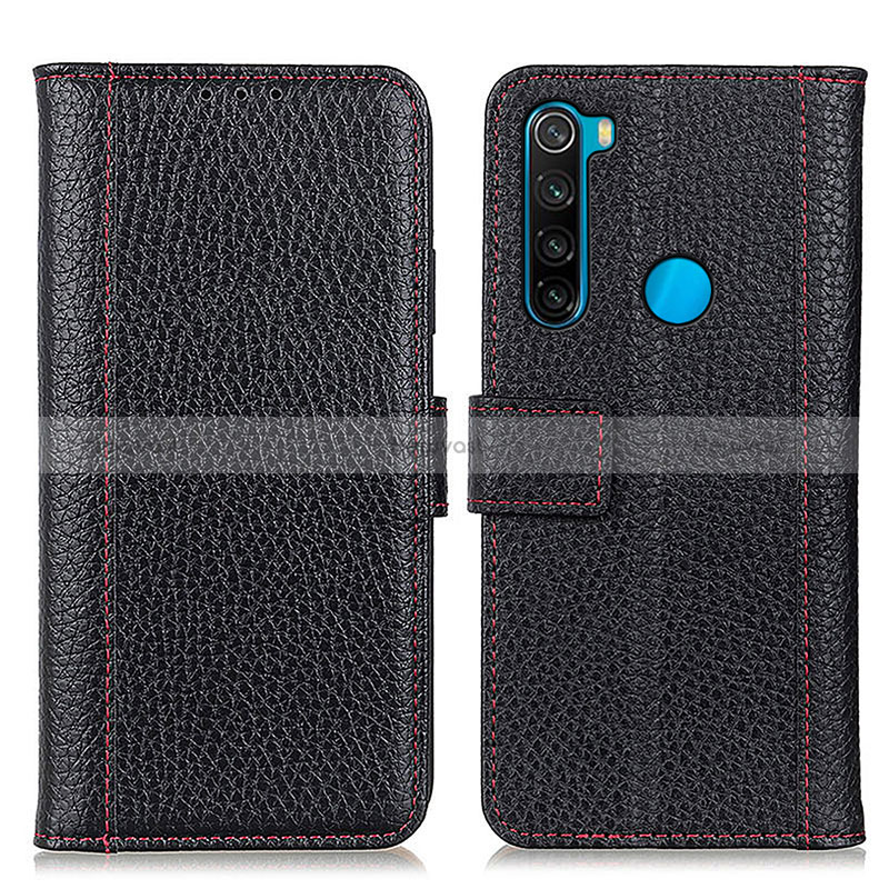 Leather Case Stands Flip Cover Holder M14L for Xiaomi Redmi Note 8 (2021) Black