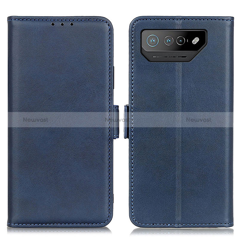 Leather Case Stands Flip Cover Holder M15L for Asus ROG Phone 7 Pro Blue