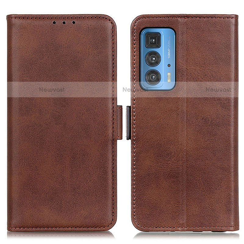 Leather Case Stands Flip Cover Holder M15L for Motorola Moto Edge 20 Pro 5G Brown