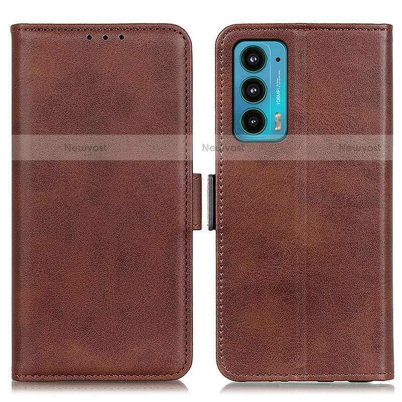 Leather Case Stands Flip Cover Holder M15L for Motorola Moto Edge Lite 5G Brown