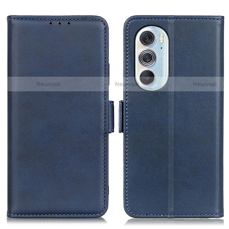 Leather Case Stands Flip Cover Holder M15L for Motorola Moto Edge Plus (2022) 5G Blue