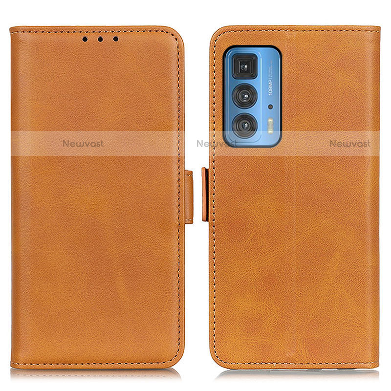 Leather Case Stands Flip Cover Holder M15L for Motorola Moto Edge S Pro 5G Light Brown