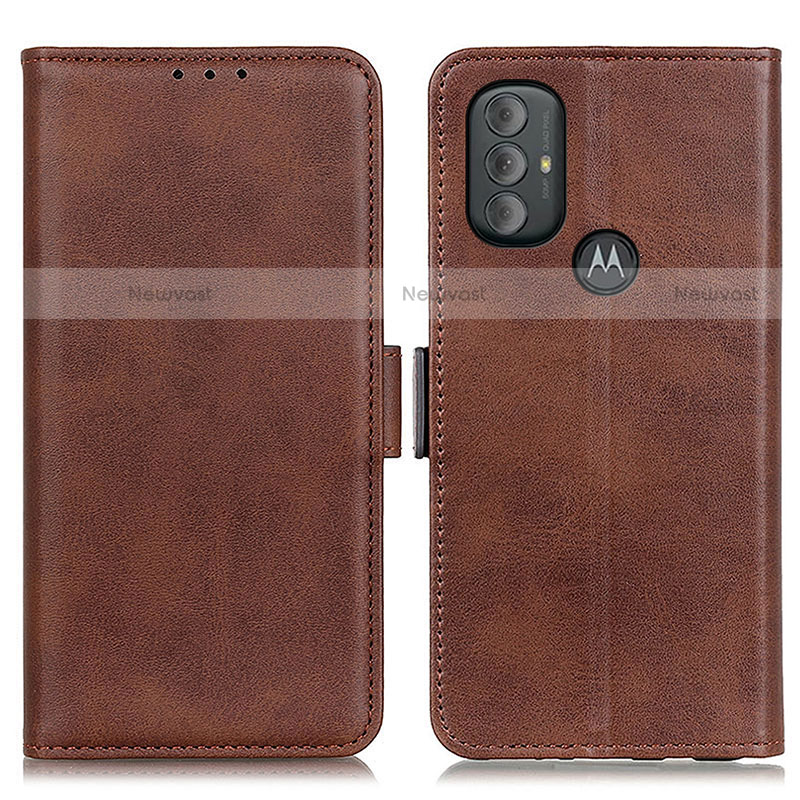 Leather Case Stands Flip Cover Holder M15L for Motorola Moto G Power (2022) Brown